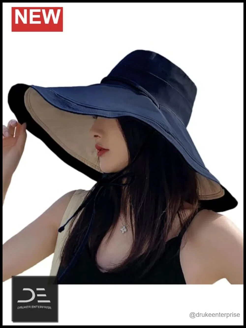 Women Wide Brim Sun Hat UV Protection Reversible Adjustable